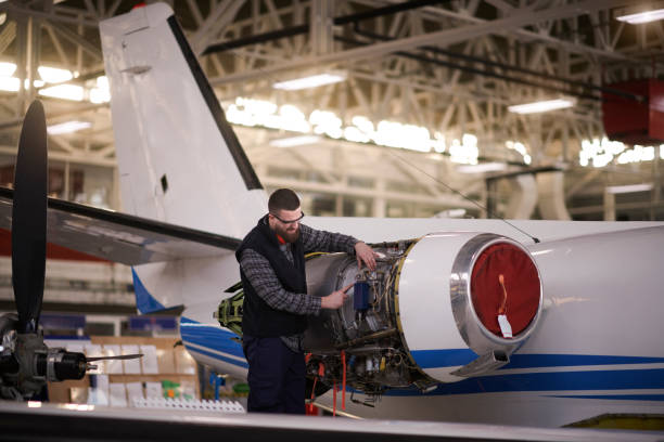 istock Aircraft mechanic in the hangar 950623546