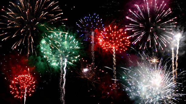 istock Fireworks in all colors in the night sky 950625346
