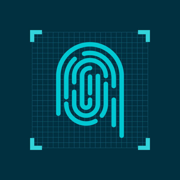 ilustrações, clipart, desenhos animados e ícones de ícone de impressão digital. aplicação id - fingerprint thumbprint human finger track