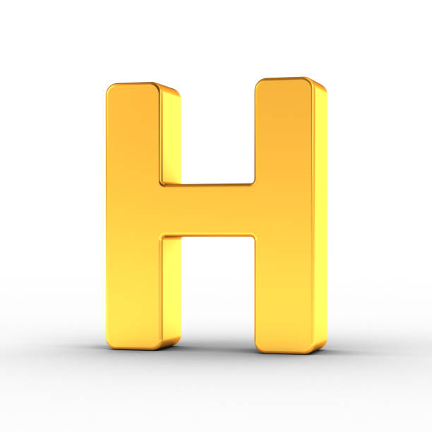 złota litera h ze ścieżką przycinającą - letter h alphabet metal three dimensional shape zdjęcia i obrazy z banku zdjęć