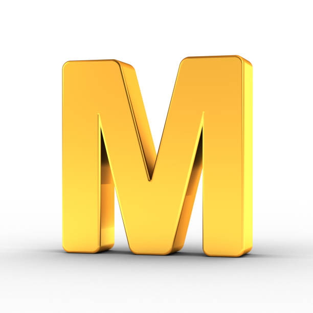 Gold Letter M with clipping path stock photo