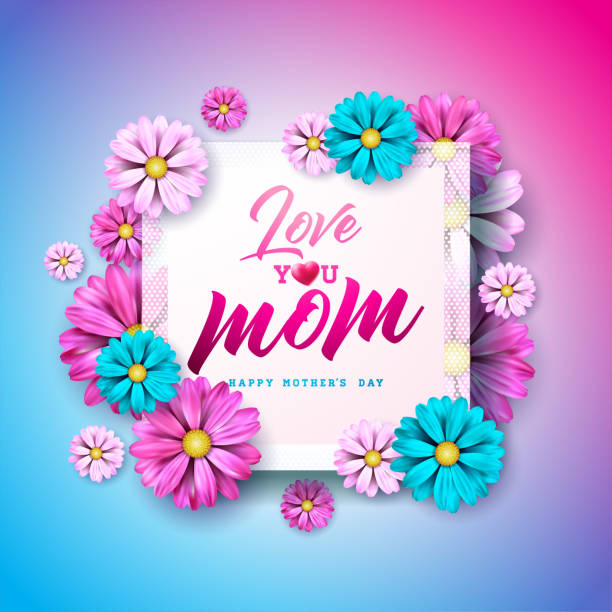 istock Happy Mothers Day Greeting card with flower and Love You Mom typographic elements on pink background. Vector Celebration Illustration for banner, flyer, invitation, brochure, poster. 950628576