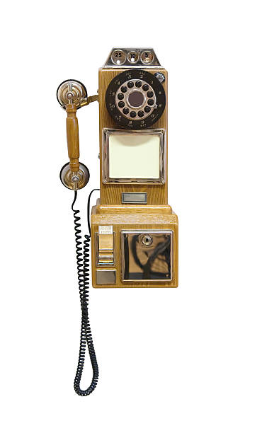 istock Antique wooden telephone isolated on white 95062861