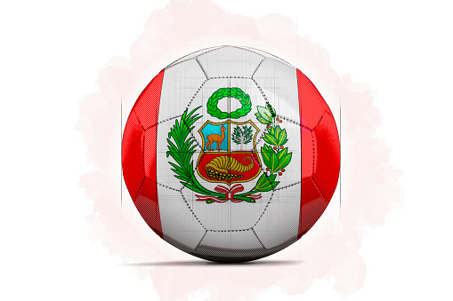 Digital Artwork sketch of a Soccer ball with team flag. Peru, South America