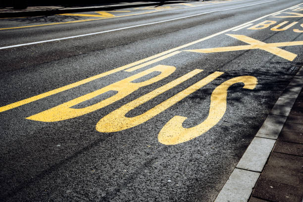 istock Bus sign on the asphalt 950629536