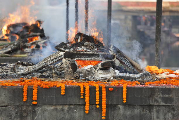 Cremation near Pashupatinath temple in Kathmandu