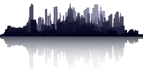 Vector illustration of Building Silhouette with reflection