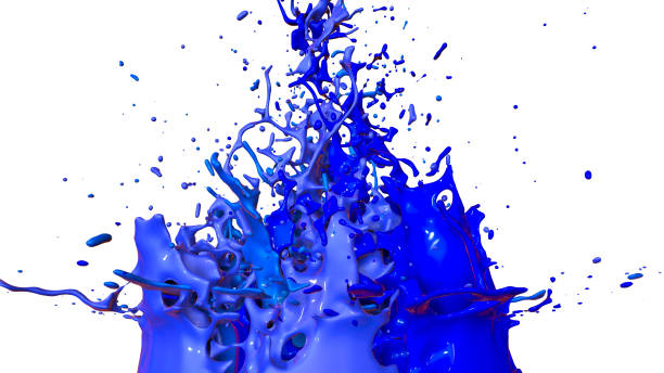 istock paints dance on white background. Simulation of 3d splashes of ink on a musical speaker that play music. beautiful splashes in ultra high quality. Shades of blue V31 950637962