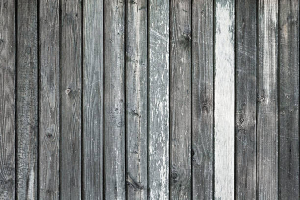 istock Aged worn wooden board planks in gray color 950644318