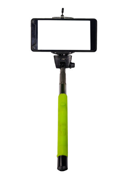 istock Monopod for selfie with smart phone isolated on white background 950656172