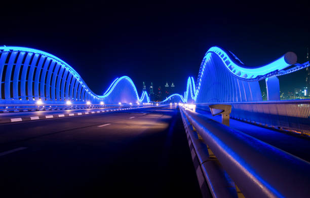 istock Meydan bridge in Dubai at night 950656192