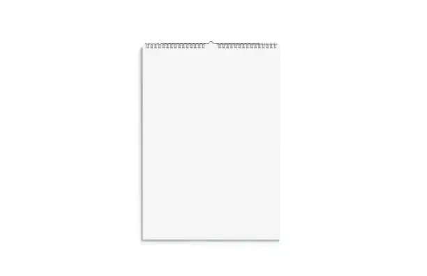 Photo of Blank white calendar mock up front view, isolated