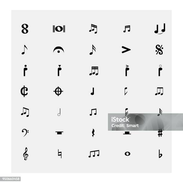 Collection Of Musical Notes Vector Illustration Stock Illustration - Download Image Now - Music, Toned Image, Bass Clef