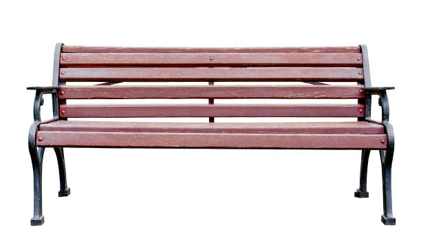istock Wooden bench with wrought sidewalls isolated on a white 950670478