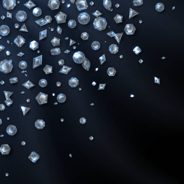 istock Shiny expensive diamond gems isolated on black backdrop. Jewelry and luxury vector background 950677112