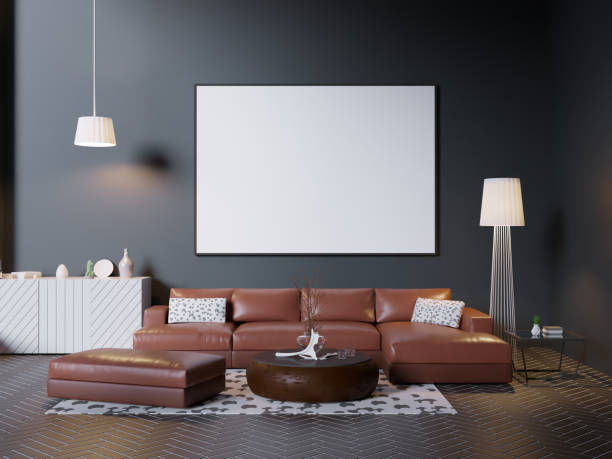 istock mock up poster frame in hipster interior background, Scandinavian style, 3D render, 3D illustration 950679856