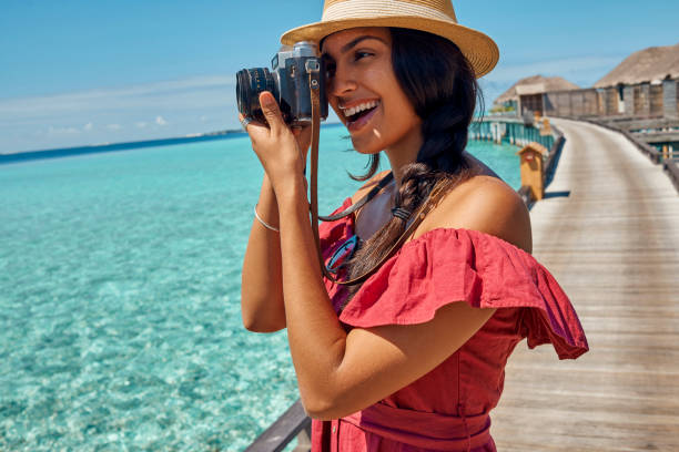 istock woman taking pictures with her retro camera 950680252