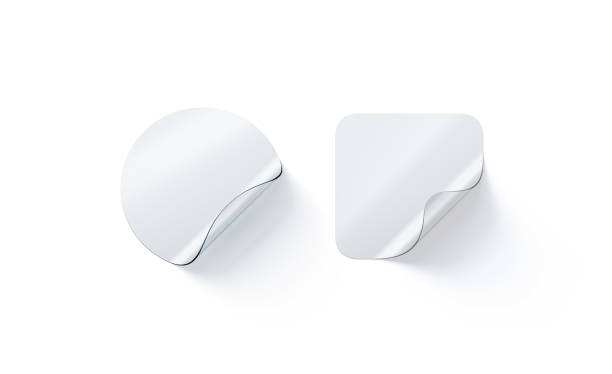 istock Blank transparent round and square adhesive stickers mock up with curved corner 950680404