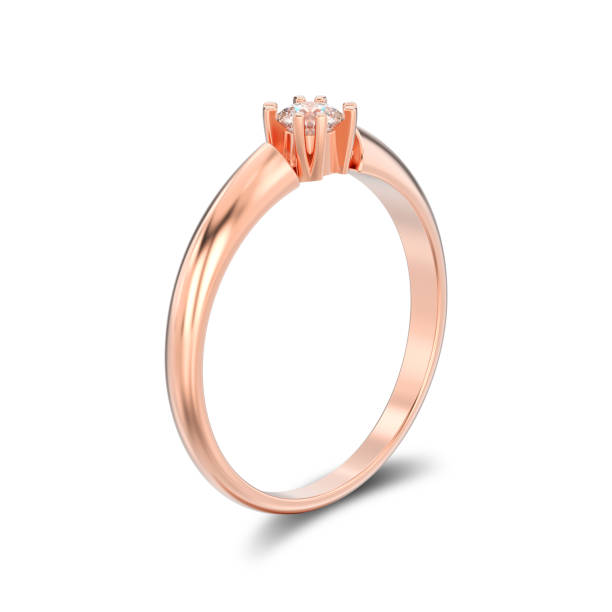 istock 3D illustration isolated rose gold engagement solitaire double prong basket diamond ring with shadow 950684322