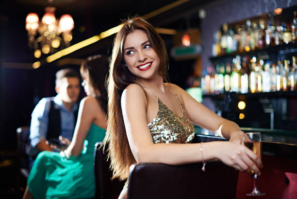 Beautiful woman having a good time at bar