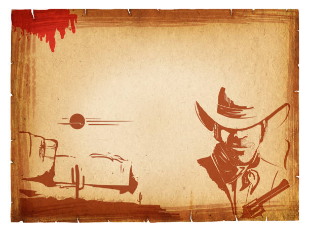 Couple in western wear pointing pistols and laughing