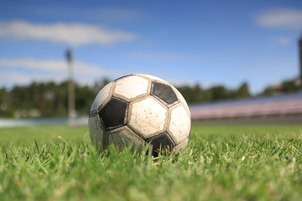 istock Old soccer ball on the 950693034