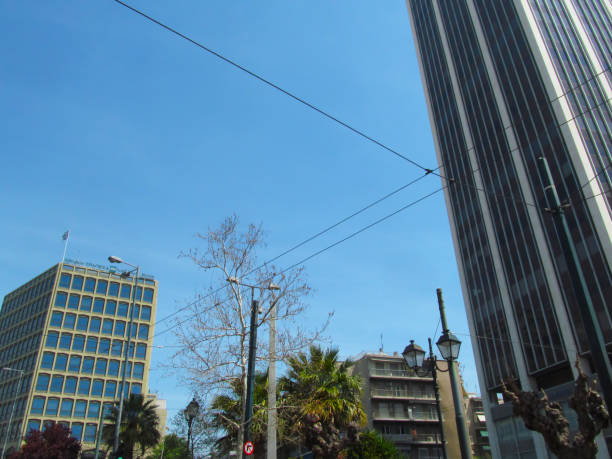 Athens, Greece - 13th April 2015: Buildings in Ampelokipoi district in Athens