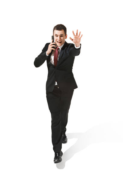 istock Funny cheerful businessman over white background 950693574