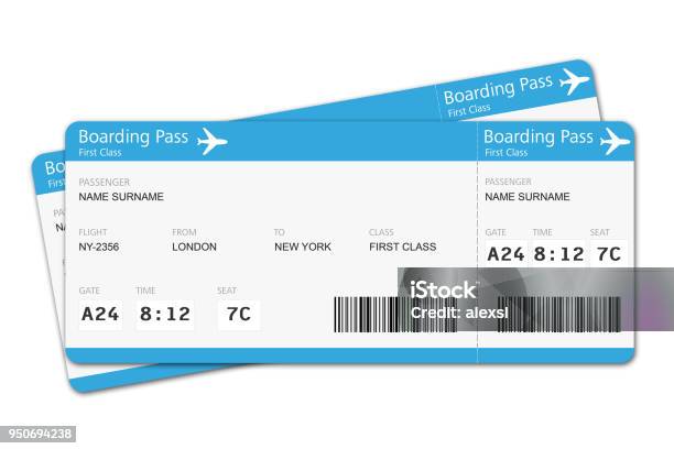 Flight Tickets Travel Vacation Boarding Journey Stock Photo - Download Image Now - Airplane Ticket, Ticket, Airplane