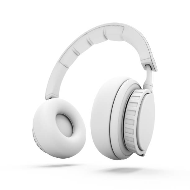 istock 3D Rendering White headphones isolated on white background 950698836