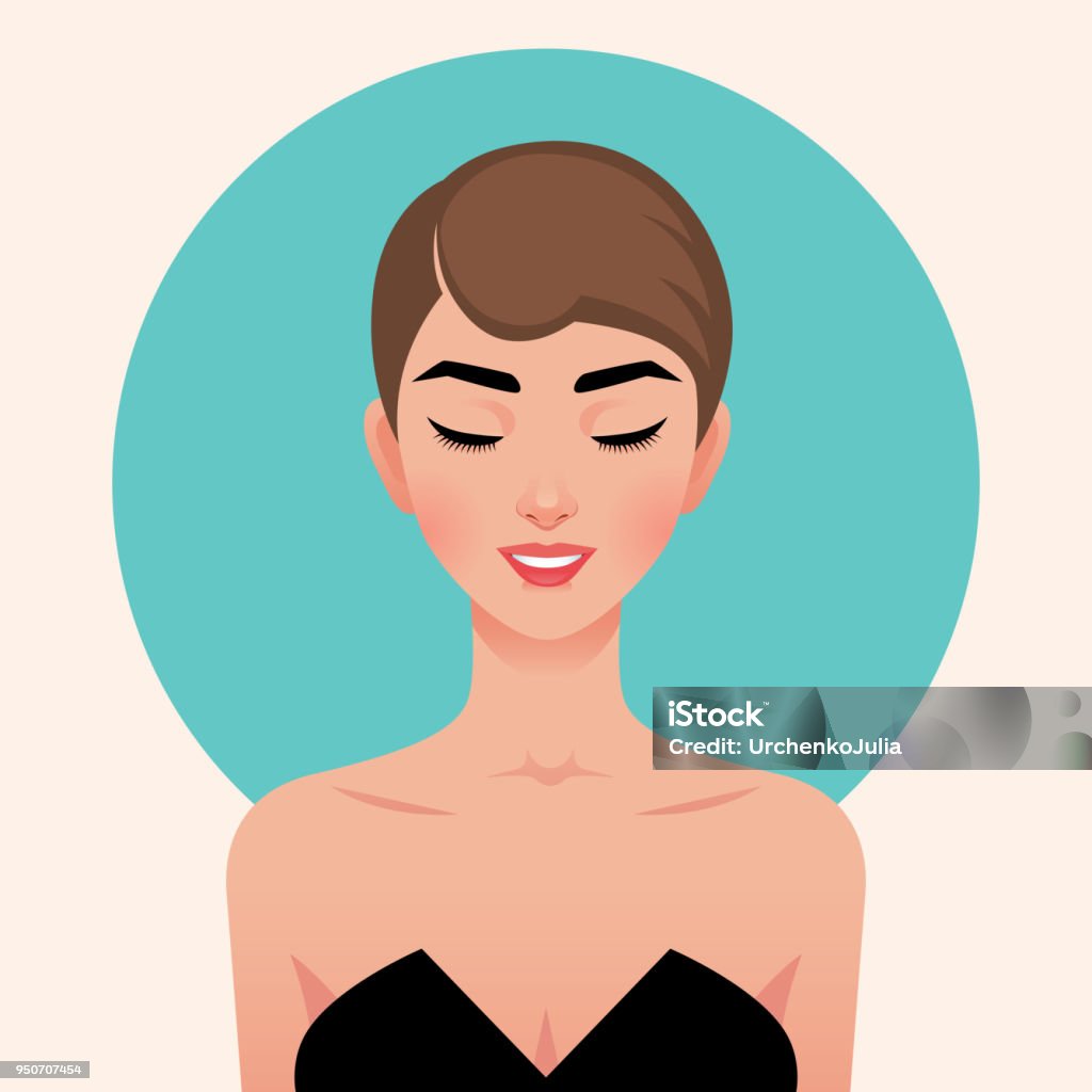 Portrait of a young beautiful girl in retro sixties style. Portrait in the style of pop art Adult stock vector