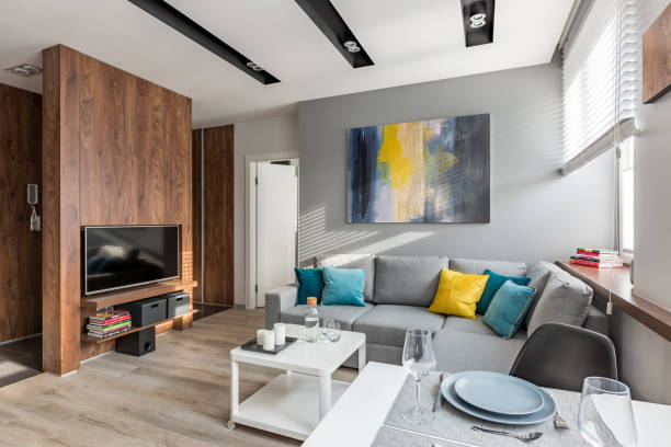 istock Tv living room with sofa 950708332