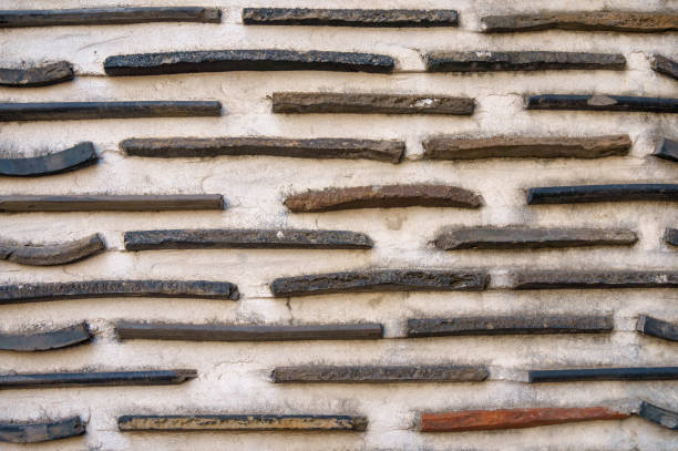 istock Wall background fixed with roof tiles 950714360