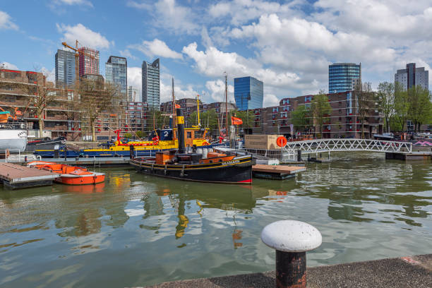 Rotterdam - The Maritime Museum Harbour,   includes the red cast iron Low Light of the Hook of Holland, South Holland, Netherlands, Rotterdam, 16.04.2018