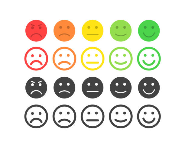 Feedback vector concept. Rank, level of satisfaction rating. Excellent, good, normal, bad awful. Feedback in form of emotions, smileys, emoji. User experience. Review of consumer. Feedback vector concept. Rank, level of satisfaction rating. Excellent, good, normal, bad awful. Feedback in form of emotions, smileys, emoji. User experience Review of consumer negative image technique stock illustrations