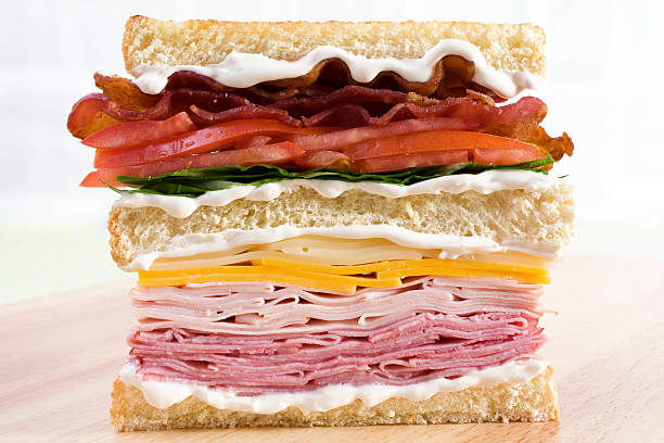 clássico sanduíche club - sandwich club sandwich ham turkey imagens e fotografias de stock