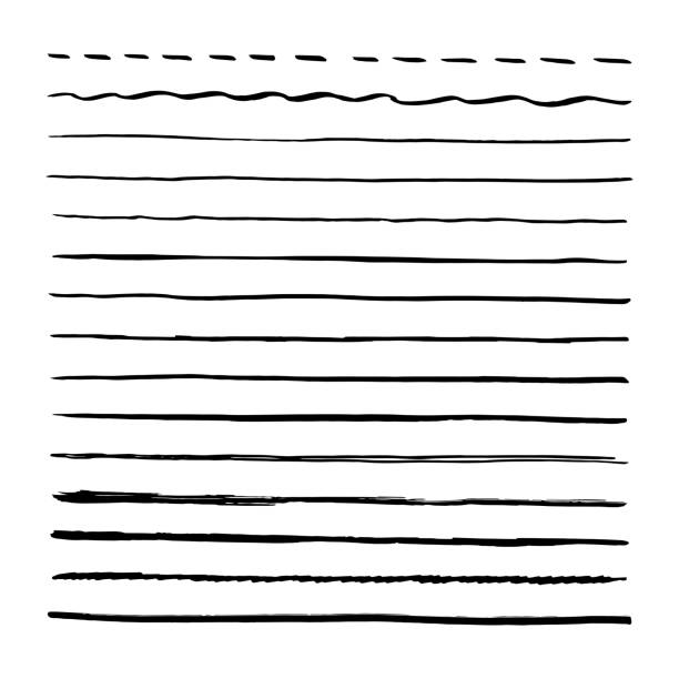 블랙 brushpen 손으로 그린 벡터 라인입니다. 브러시 획의 집합입니다. 흰색 배경에 고립 - straight stock illustrations