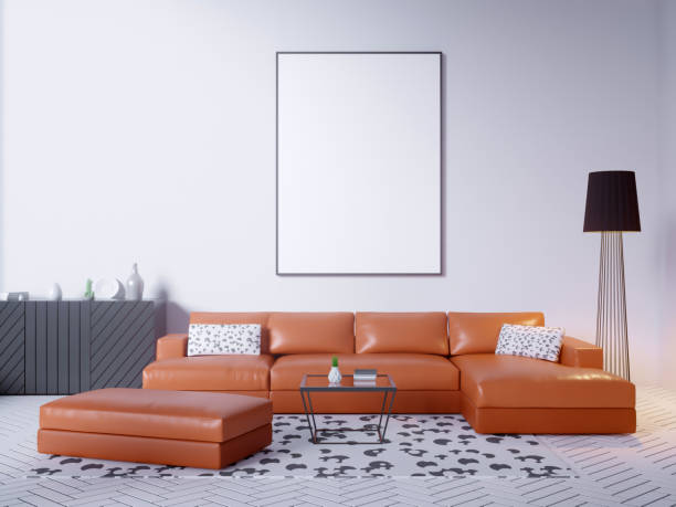 istock mock up poster frame in hipster interior background, Scandinavian style, 3D render, 3D illustration 950742898