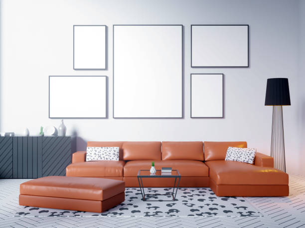 istock mock up poster frame in hipster interior background, Scandinavian style, 3D render, 3D illustration 950742908