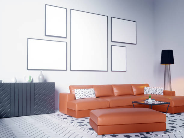 istock mock up poster frame in hipster interior background, Scandinavian style, 3D render, 3D illustration 950743132