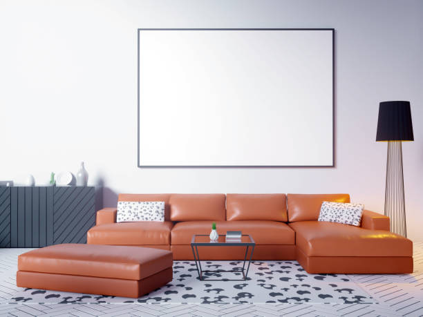 istock mock up poster frame in hipster interior background, Scandinavian style, 3D render, 3D illustration 950743282