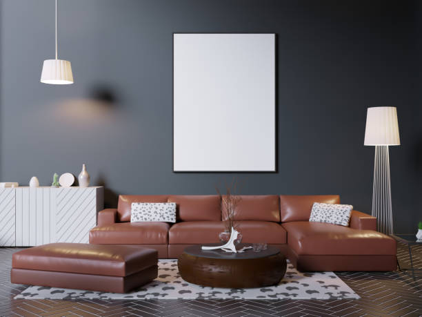 istock mock up poster frame in hipster interior background, Scandinavian style, 3D render, 3D illustration 950743320