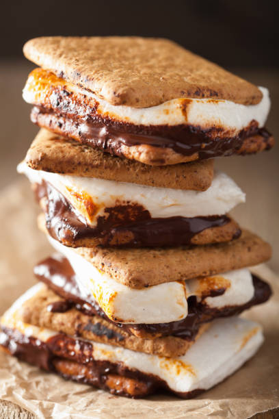 istock homemade marshmallow s'mores with chocolate on crackers 950743380