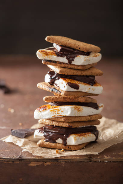 istock homemade marshmallow s'mores with chocolate on crackers 950743504