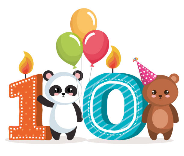 illustrations, cliparts, dessins animés et icônes de carte de joyeux anniversaire avec panda ours et teddy - teddy panda bear