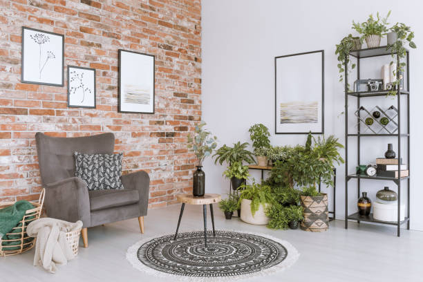 istock Relax room with grey armchair 950746820