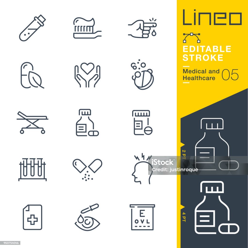 Lineo editierbare Schlaganfall - Medizintechnik und Healthcare Linie Symbole - Lizenzfrei Icon Vektorgrafik