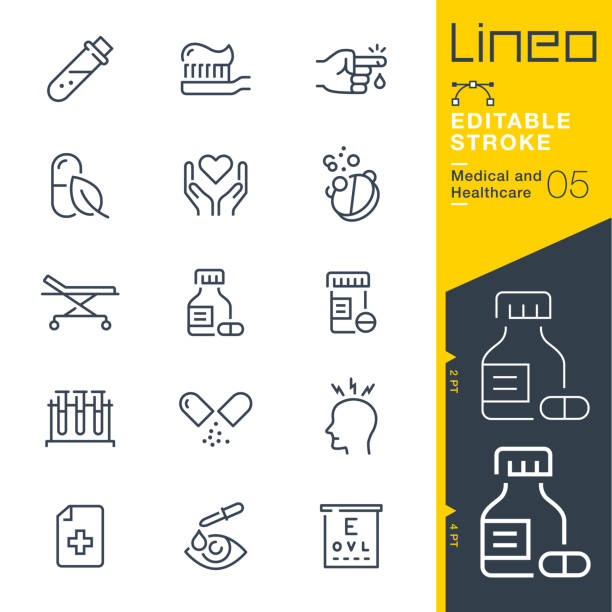 Lineo Editable Stroke - Medical and Healthcare line icons Vector Icons - Adjust stroke weight - Expand to any size - Change to any colour pain symbols stock illustrations
