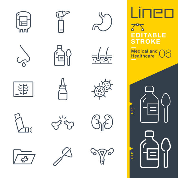 Lineo Editable Stroke - Medical and Healthcare line icons Vector Icons - Adjust stroke weight - Expand to any size - Change to any colour nasal spray stock illustrations