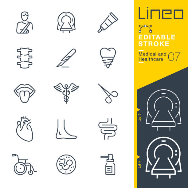 Lineo Editable Stroke - Medical and Healthcare line icons Vector Icons - Adjust stroke weight - Expand to any size - Change to any colour patient symbols stock illustrations